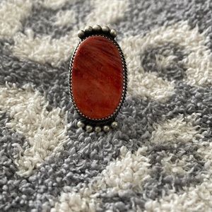 Coral Sterling silver Navajo B Joe ring